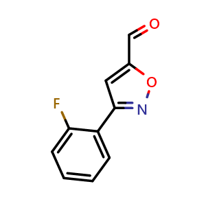 Chemical structure of 3-(2-Fluoro-phenyl)-isoxazole-5-carbaldehyde , CAS 808740-52-5, AChemBlock X177471