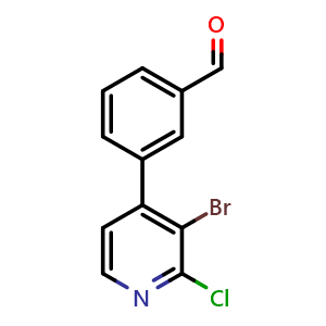 Chemical structure of 3-(3-Bromo-2-chloropyridin-4-yl)benzaldehyde , CAS 2764729-34-0, AChemBlock X177479