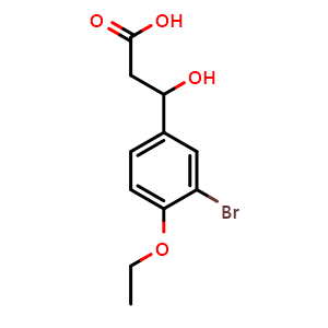 Chemical structure of 3-(3-Bromo-4-ethoxyphenyl)-3-hydroxypropanoic acid , CAS 2764731-23-7, AChemBlock X177481
