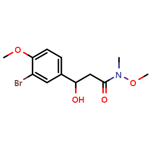 Chemical structure of 3-(3-Bromo-4-methoxyphenyl)-3-hydroxy-N-methoxy-N-methylpropanamide , CAS 2755723-17-0, AChemBlock X177482