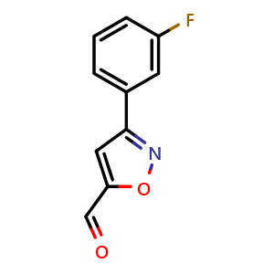 Chemical structure of 3-(3-Fluorophenyl)isoxazole-5-carbaldehyde , CAS 885273-52-9, AChemBlock X177489
