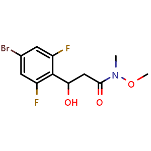 Chemical structure of 3-(4-Bromo-2,6-difluorophenyl)-3-hydroxy-N-methoxy-N-methylpropanamide , CAS 2755718-09-1, AChemBlock X177496