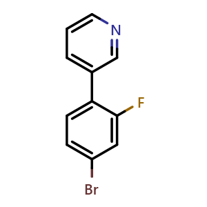 Chemical structure of 3-(4-Bromo-2-fluorophenyl)pyridine , CAS 1187163-18-3, AChemBlock X177500
