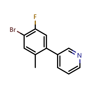 Chemical structure of 3-(4-bromo-5-fluoro-2-methylphenyl)pyridine , CAS 2807446-67-7, AChemBlock X177509