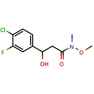 Chemical structure of 3-(4-Chloro-3-fluorophenyl)-3-hydroxy-N-methoxy-N-methylpropanamide , CAS 2755724-14-0, AChemBlock X177512