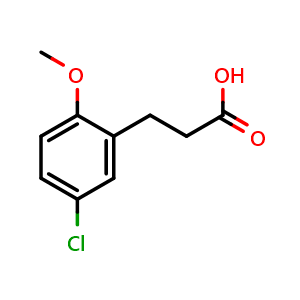Chemical structure of 3-(5-chloro-2-methoxyphenyl)propionic acid , CAS 5553-96-8, AChemBlock X177523