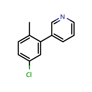 Chemical structure of 3-(5-Chloro-2-methylphenyl)pyridine , CAS 1214382-83-8, AChemBlock X177524