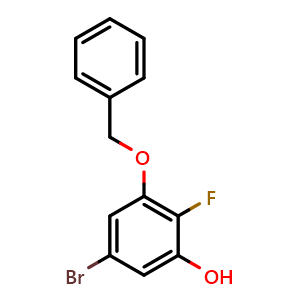 Chemical structure of 3-(benzyloxy)-5-bromo-2-fluorophenol , CAS 2734779-22-5, AChemBlock X177561