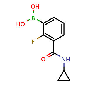 Chemical structure of 3-(Cyclopropylcarbamoyl)-2-fluorophenylboronic acid , CAS 2096353-44-3, AChemBlock X177574