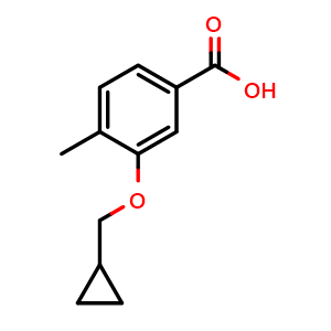 Chemical structure of 3-(Cyclopropylmethoxy)-4-methylbenzoic acid , CAS 1250358-90-7, AChemBlock X177575