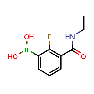 Chemical structure of 3-(Ethylcarbamoyl)-2-fluorophenylboronic acid , CAS 2096353-74-9, AChemBlock X177580