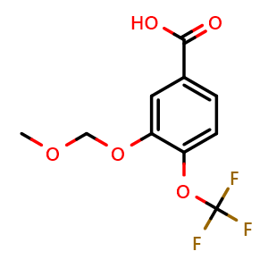 Chemical structure of 3-(Methoxymethoxy)-4-(trifluoromethoxy)benzoic acid , CAS 2764733-45-9, AChemBlock X177583