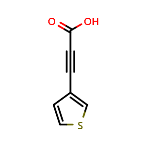 Chemical structure of 3-(thiophen-3-yl)prop-2-ynoic acid , CAS 1041178-28-2, AChemBlock X177593