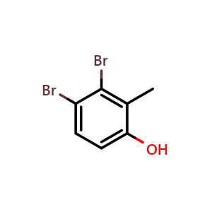 Chemical structure of 3,4-Dibromo-2-methylphenol , CAS 55289-37-7, AChemBlock X177613