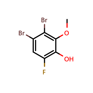 Chemical structure of 3,4-Dibromo-6-fluoro-2-methoxyphenol , CAS 2413441-30-0, AChemBlock X177615