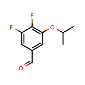 Chemical structure of 3,4-Difluoro-5-isopropoxybenzaldehyde , CAS 1236364-47-8, AChemBlock X177636