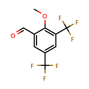 Chemical structure of 3,5-Bis(trifluoromethyl)-2-methoxybenzaldehyde , CAS 197015-73-9, AChemBlock X177649