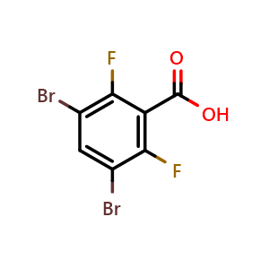 Chemical structure of 3,5-dibromo-2,6-difluorobenzoic acid , CAS 28314-84-3, AChemBlock X177656