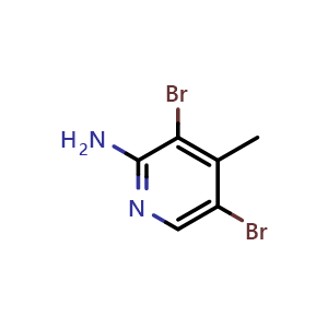 Chemical structure of 3,5-dibromo-4-methyl-pyridin-2-amine , CAS 3430-29-3, AChemBlock X177673