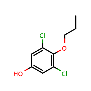 Chemical structure of 3,5-Dichloro-4-propoxyphenol , CAS 1396173-86-6, AChemBlock X177706