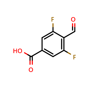 Chemical structure of 3,5-Difluoro-4-formylbenzoic acid , CAS 736990-88-8, AChemBlock X177714