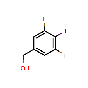 Chemical structure of 3,5-Difluoro-4-iodobenzenemethanol , CAS 1487337-79-0, AChemBlock X177717