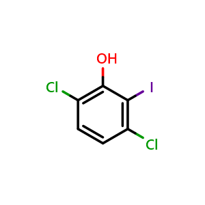 Chemical structure of 3,6-dichloro-2-iodophenol , CAS 63086-16-8, AChemBlock X177744