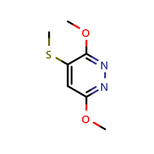 Chemical structure of 3,6-Dimethoxy-4-(methylthio)pyridazine , CAS 2764729-56-6, AChemBlock X177747