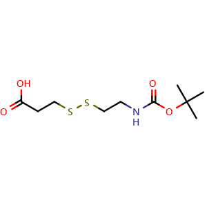 Chemical structure of 3-[2-(Boc-amino)ethyl-dithio]propanoic acid , CAS 485800-27-9, AChemBlock X177754