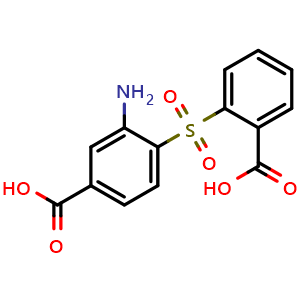 Chemical structure of 3-amino-4-(2-carboxyphenylsulfonyl)benzoic acid , CAS 656814-68-5, AChemBlock X177767
