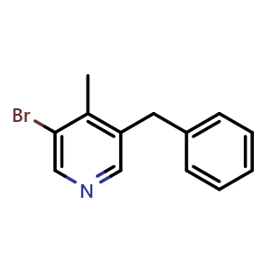 Chemical structure of 3-Benzyl-5-bromo-4-methylpyridine , CAS 2586127-30-0, AChemBlock X177777