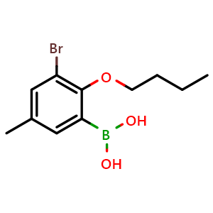 Chemical structure of 3-Bromo-2-butoxy-5-methylphenylboronic acid , CAS 870718-03-9, AChemBlock X177814