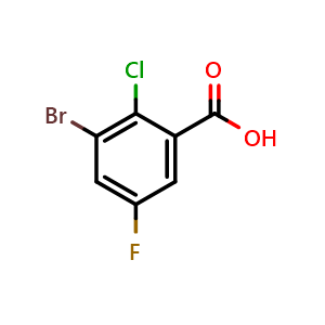 Chemical structure of 3-Bromo-2-chloro-5-fluorobenzoic acid , CAS 1805210-37-0, AChemBlock X177823