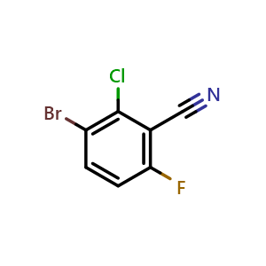 Chemical structure of 3-Bromo-2-chloro-6-fluorobenzonitrile , CAS 1421620-33-8, AChemBlock X177830