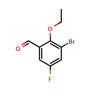 Chemical structure of 3-Bromo-2-ethoxy-5-fluorobenzaldehyde , CAS 1784109-49-4, AChemBlock X177835