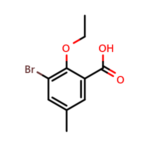 Chemical structure of 3-Bromo-2-ethoxy-5-methylbenzoic acid , CAS 1535334-98-5, AChemBlock X177838