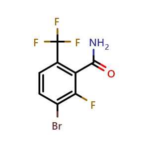 Chemical structure of 3-Bromo-2-fluoro-6-(trifluoromethyl)benzamide , CAS 2091605-70-6, AChemBlock X177844