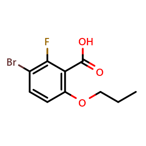 Chemical structure of 3-Bromo-2-fluoro-6-propoxybenzoic acid , CAS 2755722-91-7, AChemBlock X177848