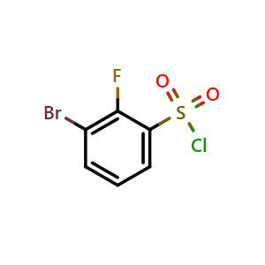 Chemical structure of 3-bromo-2-fluorobenzene-1-sulfonyl chloride , CAS 1214372-19-6, AChemBlock X177849