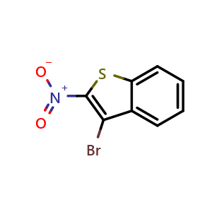 Chemical structure of 3-bromo-2-nitrobenzo[b]thiophene , CAS 17402-78-7, AChemBlock X177863