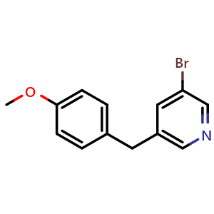 Chemical structure of 3-Bromo-5-(4-methoxybenzyl)pyridine , CAS 2586126-99-8, AChemBlock X177894