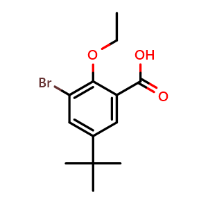Chemical structure of 3-Bromo-5-(tert-butyl)-2-ethoxybenzoic acid , CAS 2217024-38-7, AChemBlock X177905