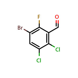 Chemical structure of 3-Bromo-5,6-dichloro-2-fluorobenzaldehyde , CAS 2734772-51-9, AChemBlock X177918