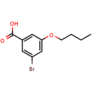 Chemical structure of 3-Bromo-5-butoxybenzoic acid , CAS 1228956-96-4, AChemBlock X177920