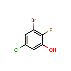Chemical structure of 3-Bromo-5-chloro-2-fluorophenol , CAS 1804897-55-9, AChemBlock X177925