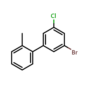 Chemical structure of 3'-Bromo-5'-chloro-2-methyl-1,1'-biphenyl , CAS 2648769-10-0, AChemBlock X177928