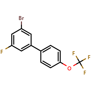 Chemical structure of 3-Bromo-5-fluoro-4'-(trifluoromethoxy)-1,1'-biphenyl , CAS 2807440-51-1, AChemBlock X177949