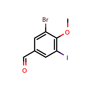 Chemical structure of 3-Bromo-5-iodo-4-methoxybenzaldehyde , CAS 1356113-31-9, AChemBlock X177959