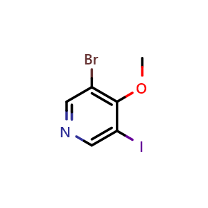 Chemical structure of 3-Bromo-5-iodo-4-methoxypyridine , CAS 2807454-27-7, AChemBlock X177960