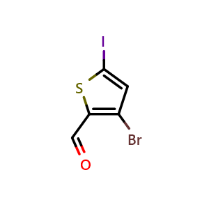 Chemical structure of 3-Bromo-5-iodothiophene-2-carbaldehyde , CAS 2613383-81-4, AChemBlock X177962